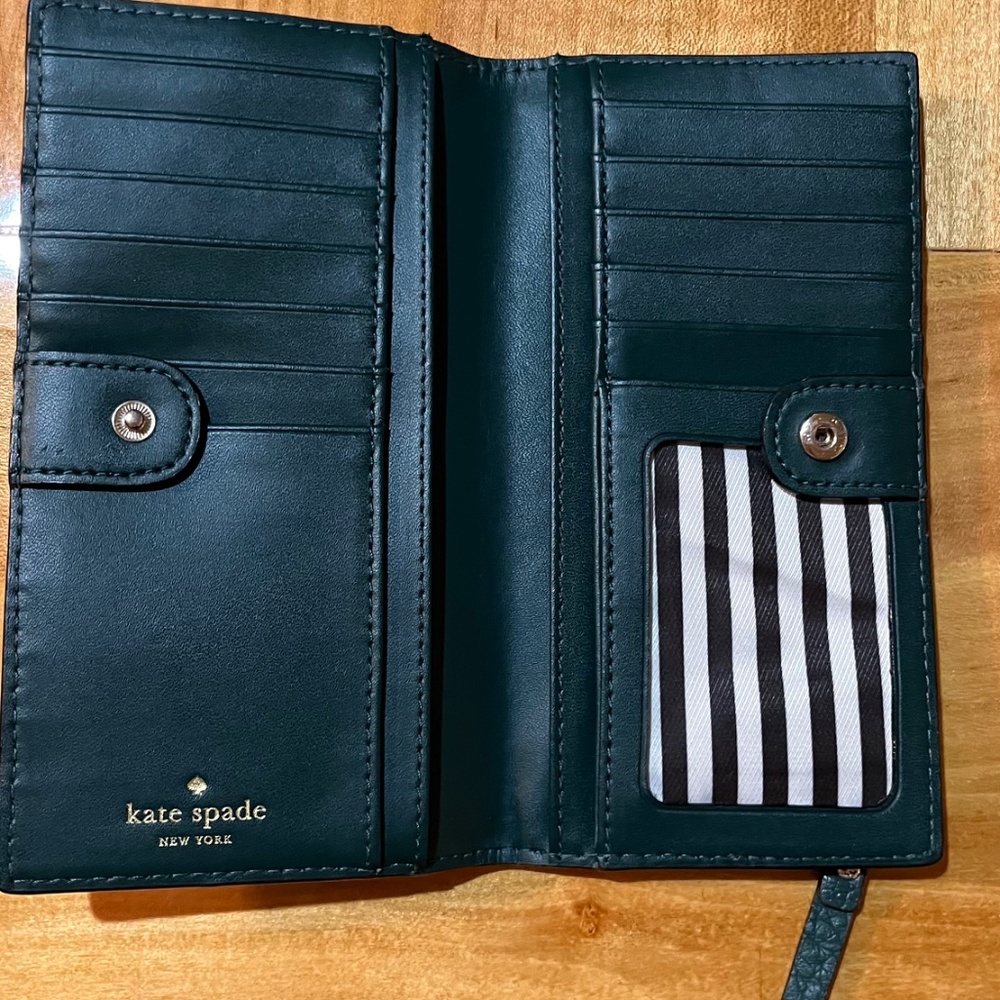 Kate Spade Madison Slim Bifold Wallet Green - Picture 6 of 10
